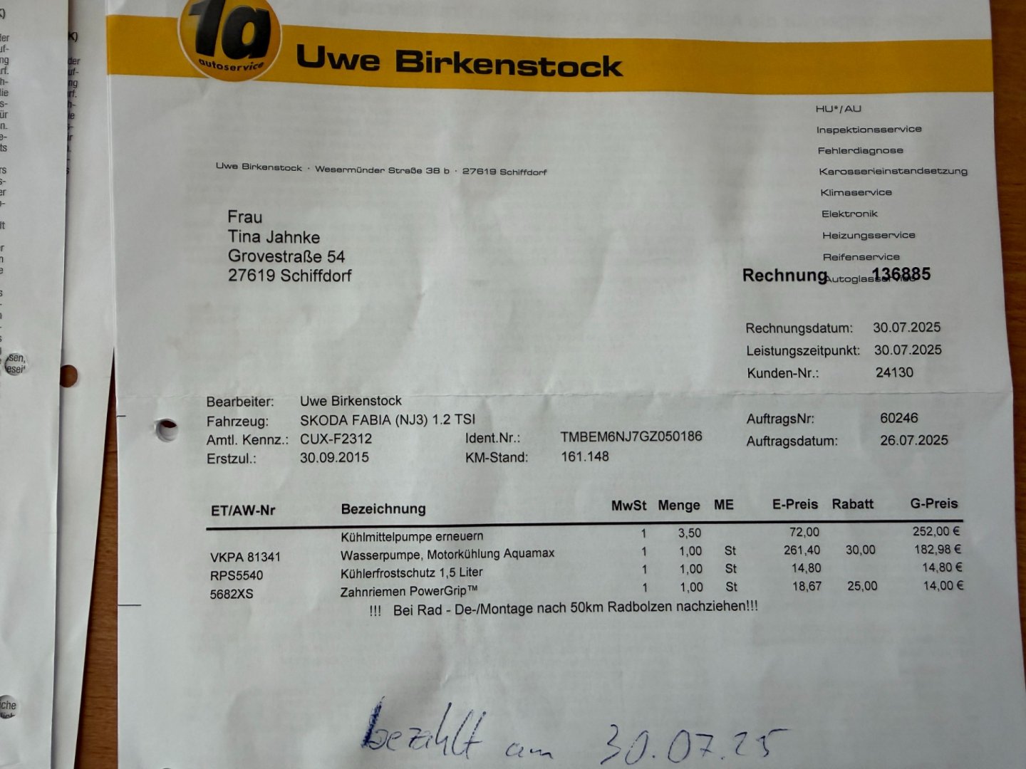 Škoda Fabia 1.2TSi Monte Carlo, rozvody
